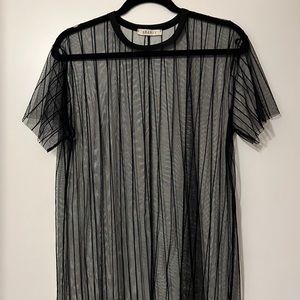 Sheer Pinstripe Tulle Tee